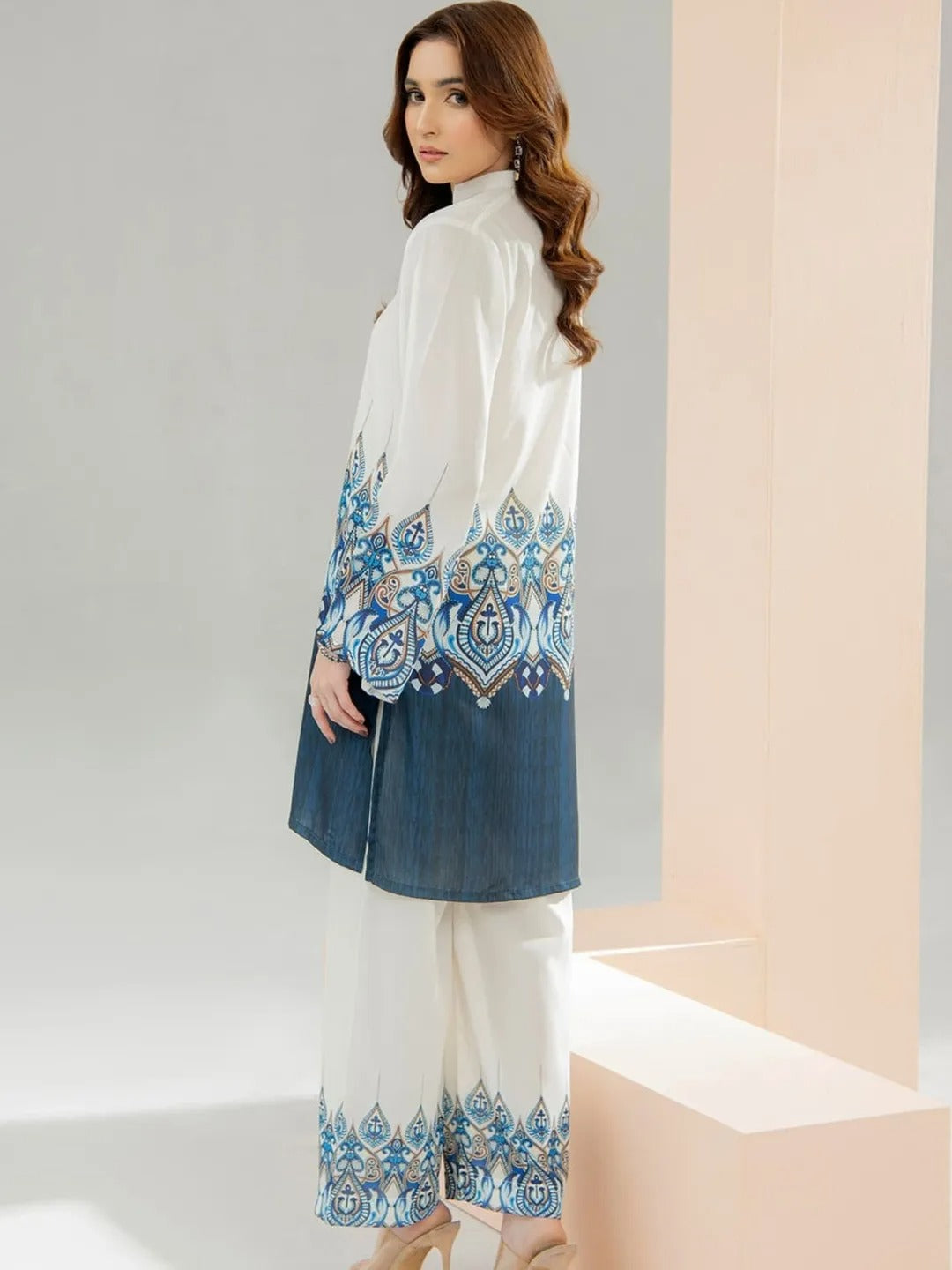 Jemi -Premium Cotton Co-ord Set - Long Tunic with Wide Leg Palazzos