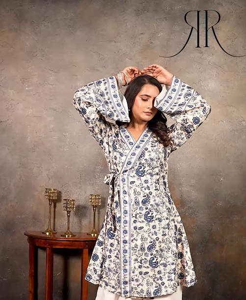 Miru_2.0 - Botanical Print Kimono Style Kurta