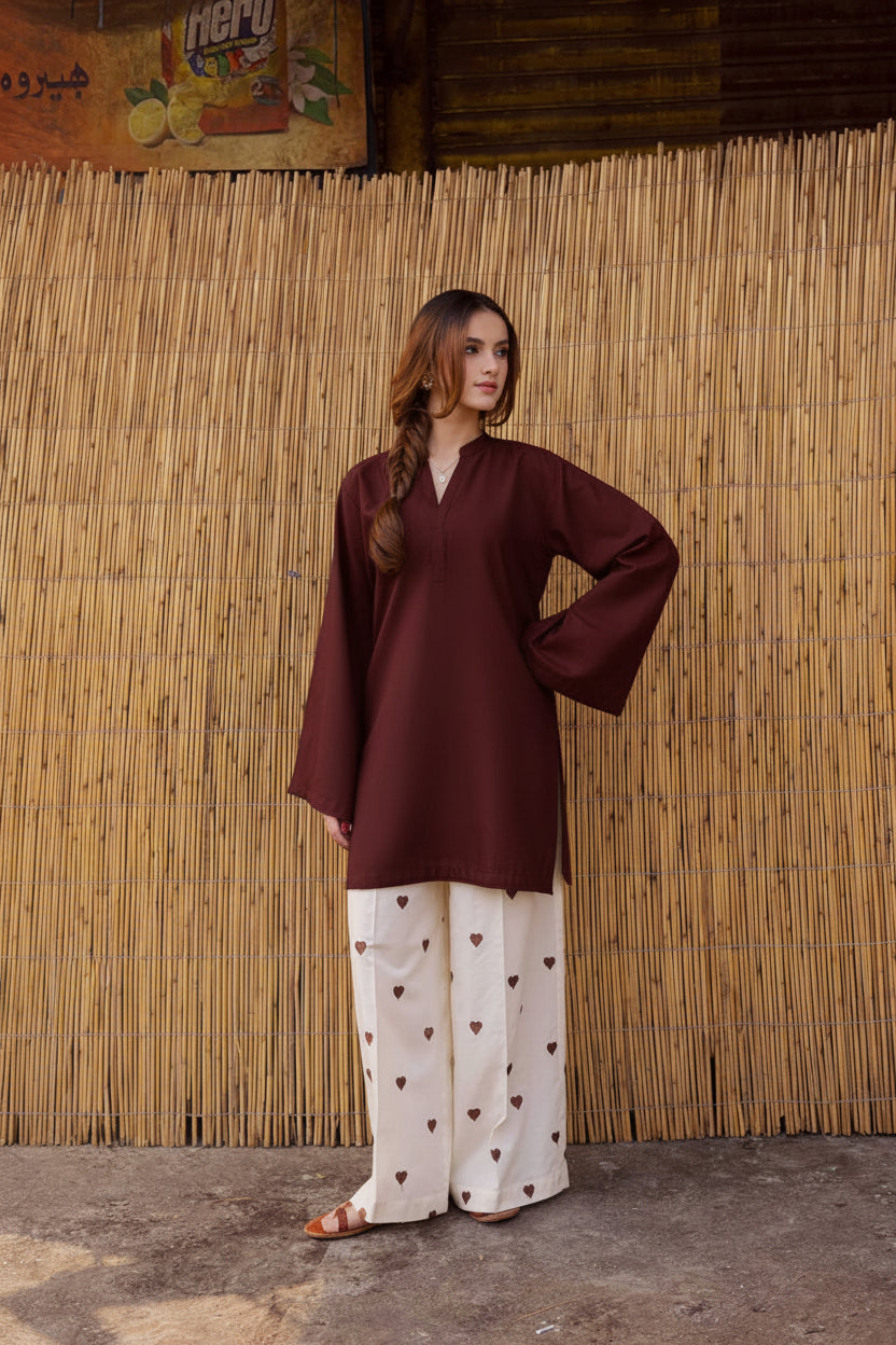 Vayu- Women kurti set navy blue kurti, kurti palazzo set heart print palazzo