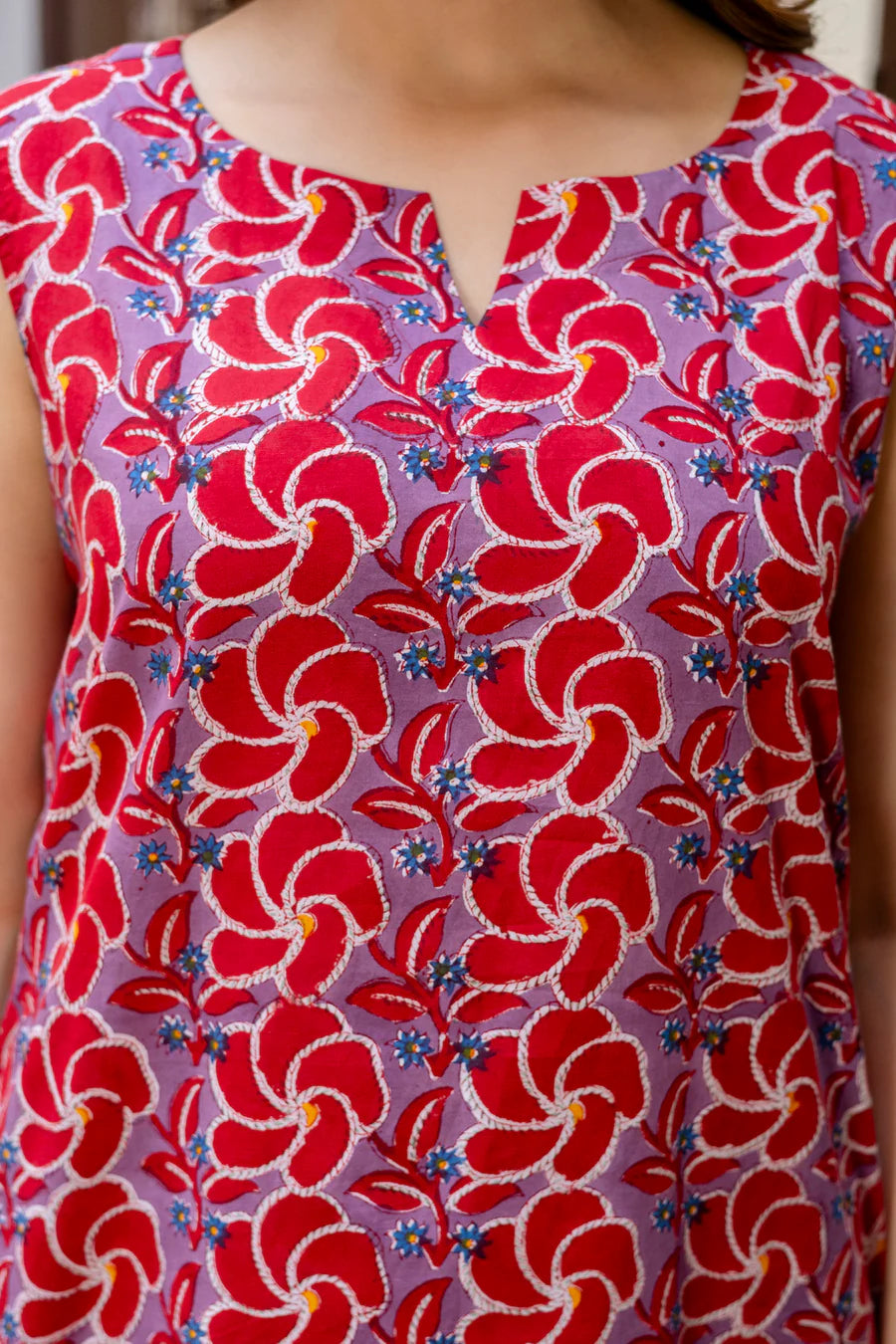 Rani- Stylish Red Printed Sleeveless Kurta Set with Palazzo Pants