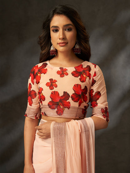 The delicate floral print combined with a subtle shimmering border