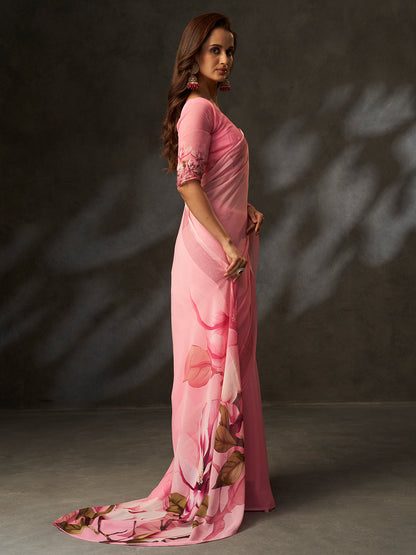 The delicate floral print combined with a subtle shimmering border