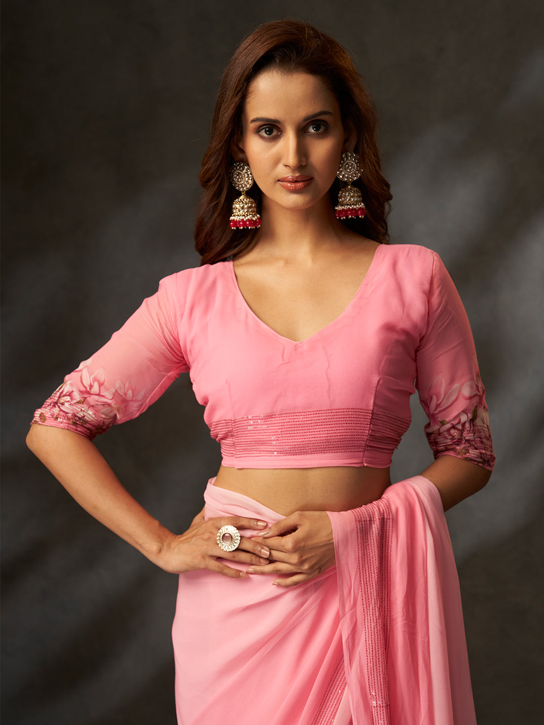 The delicate floral print combined with a subtle shimmering border