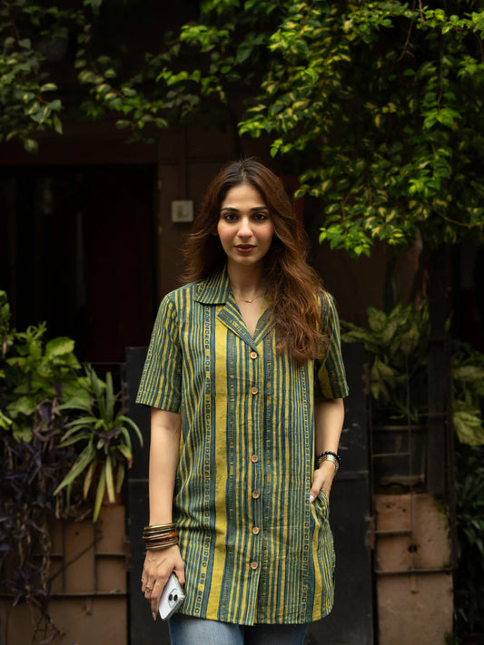 Kni- Women’s Striped Shirt-Style Tunic