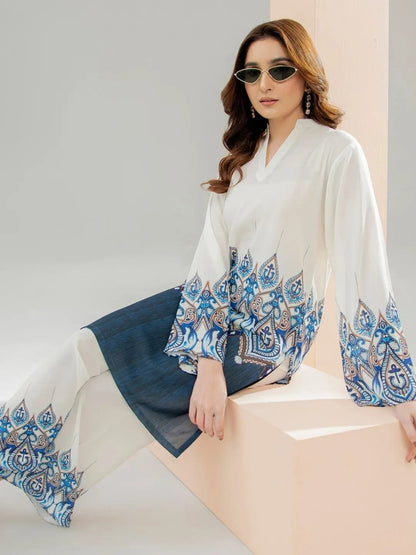 Jemi -Premium Cotton Co-ord Set - Long Tunic with Wide Leg Palazzos