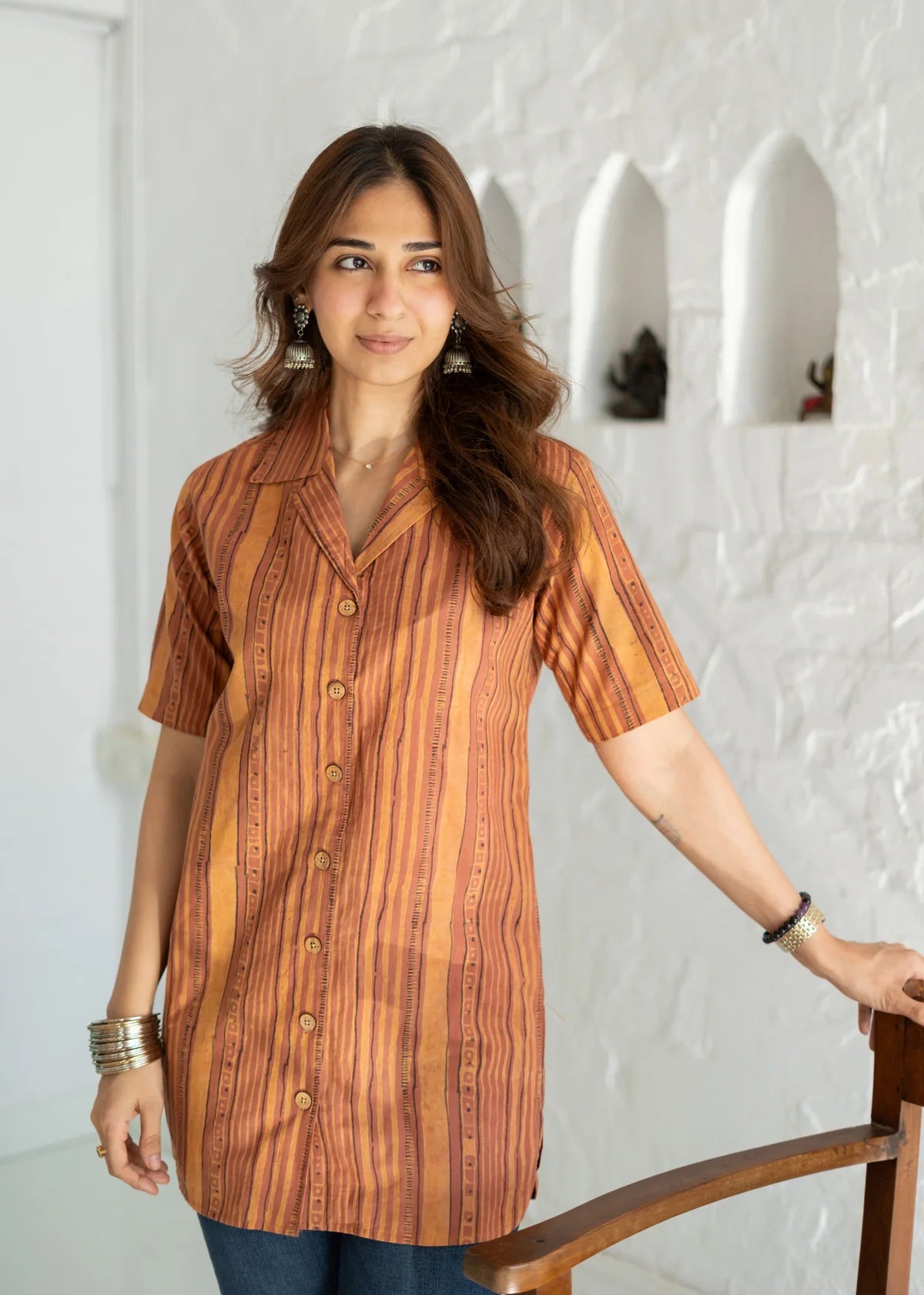 Ani- Women’s Striped Shirt-Style Tunic
