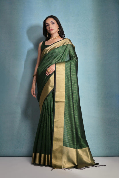 Mori- Emerald Glow – Raw Silk Elegance