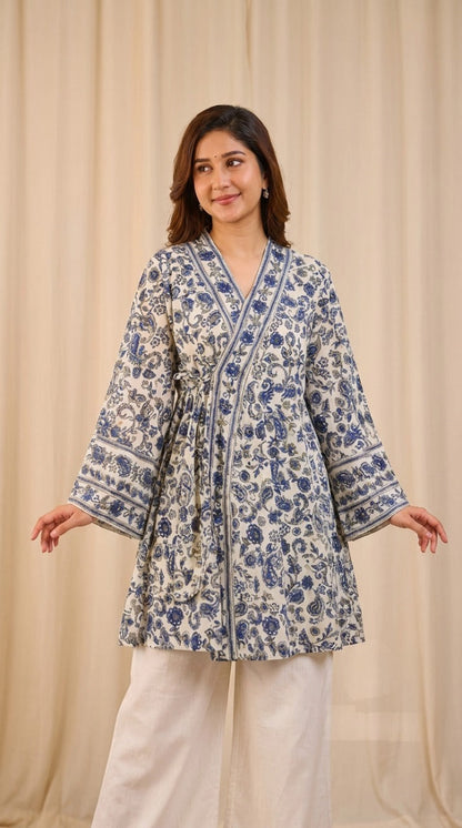 Miru - Botanical Print Kimono Style Kurta Set for Women