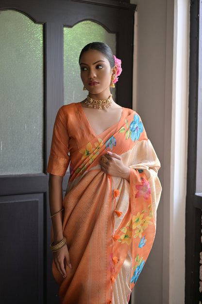 Shibori- Turquoise Silk saree ,tussar saree