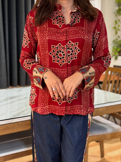 Hemi - Ajrakh Print shirt cord-set for women