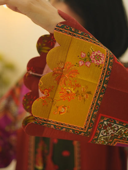 Anary- Rust Patchwork Printed Kurti Set