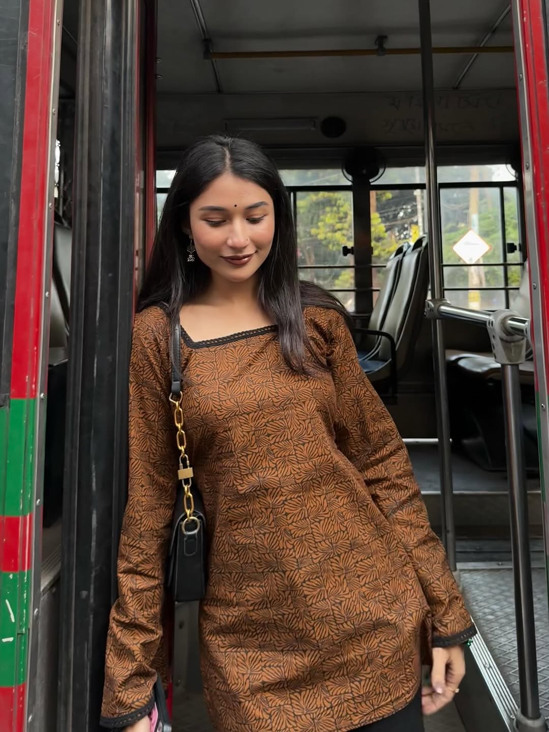 Aana- Brown Ajrakh Printed Kurti