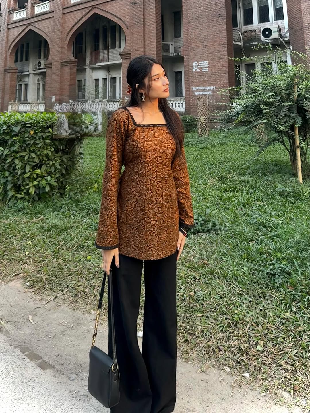Nari- Brown Ajrakh Printed Kurti