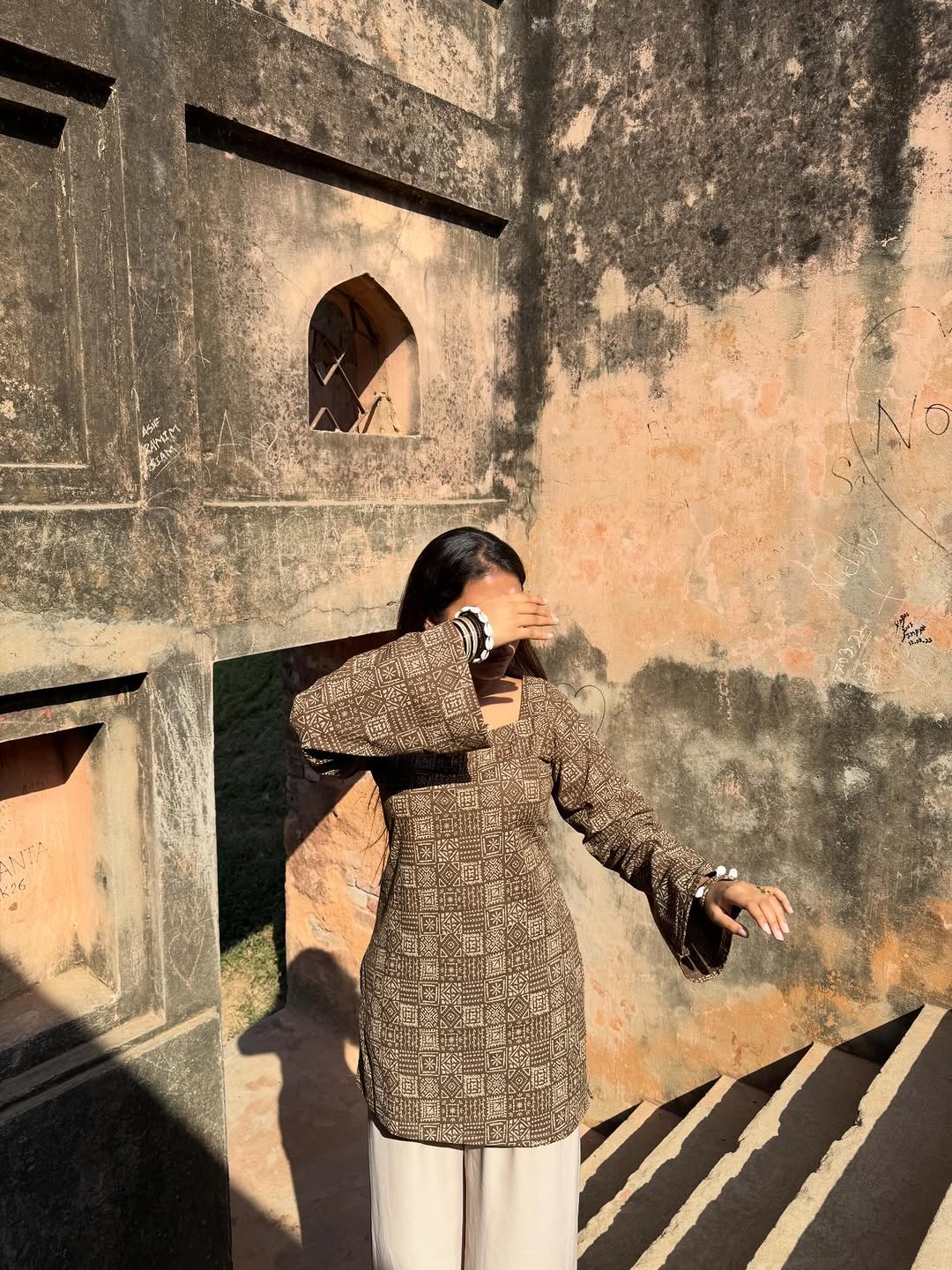 Nari- Brown Ajrakh Printed Kurti