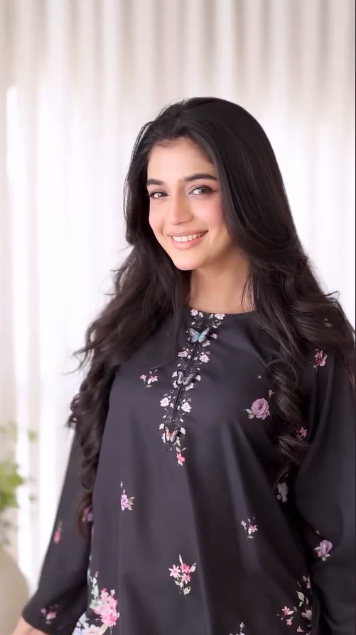 Zoya- Casual Wear Black Floral Kurta Set