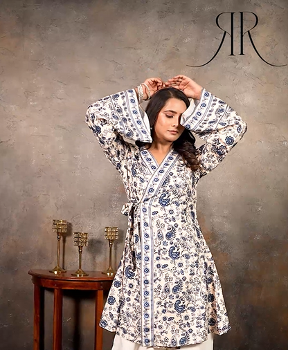 Miru_2.0 - Botanical Print Kimono Style Kurta