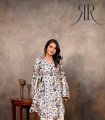 Miru_2.0 - Botanical Print Kimono Style Kurta