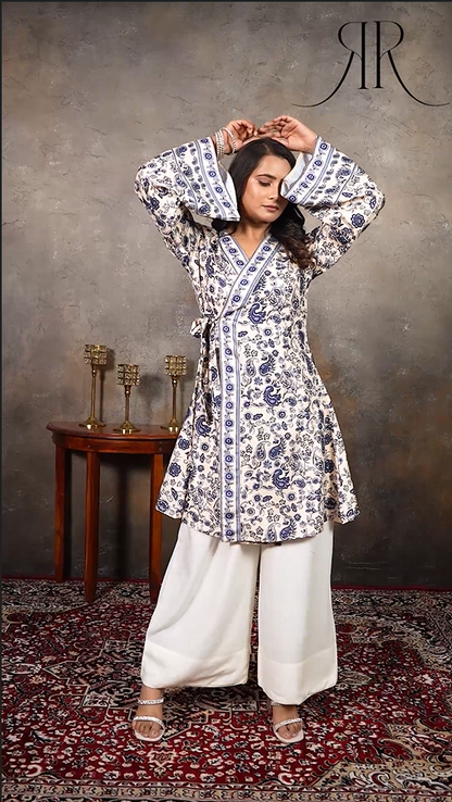 Miru - Botanical Print Kimono Style Kurta Set for Women