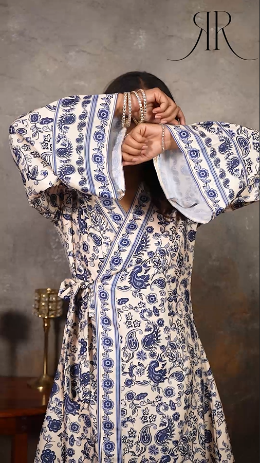 Miru - Botanical Print Kimono Style Kurta Set for Women