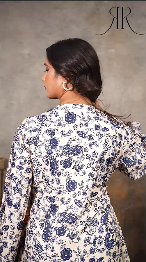 Miru - Botanical Print Kimono Style Kurta Set for Women