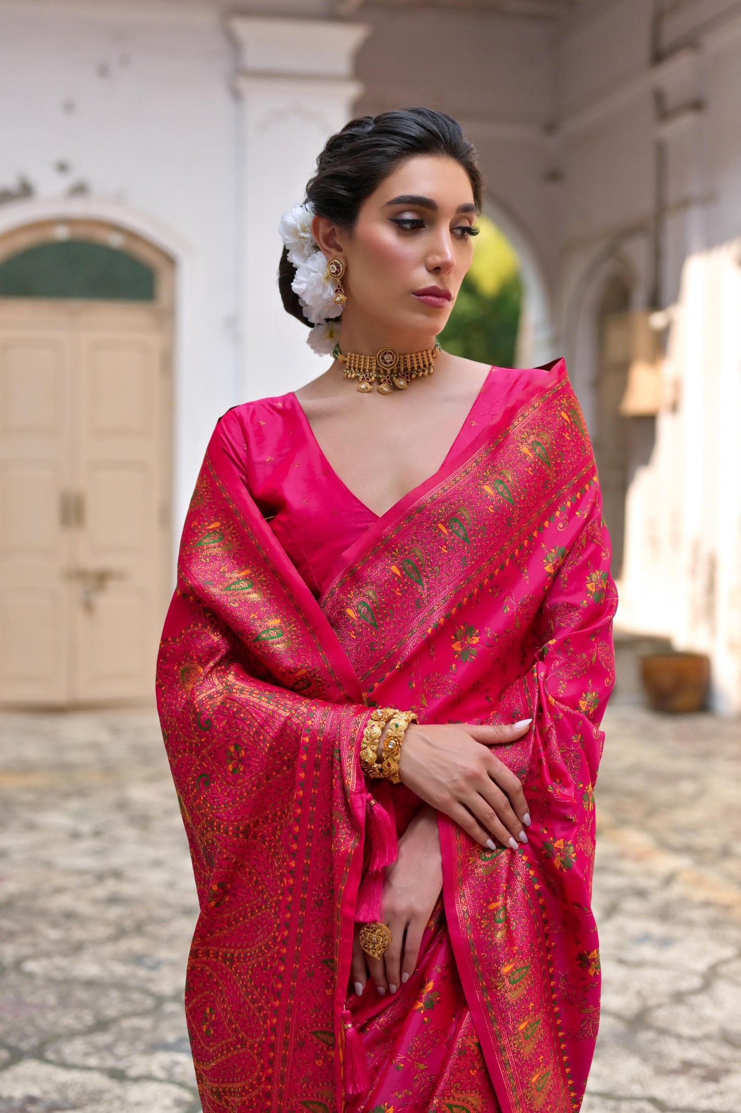 Taj - Andaaz – Rich Zari Silk in Emerald Glow