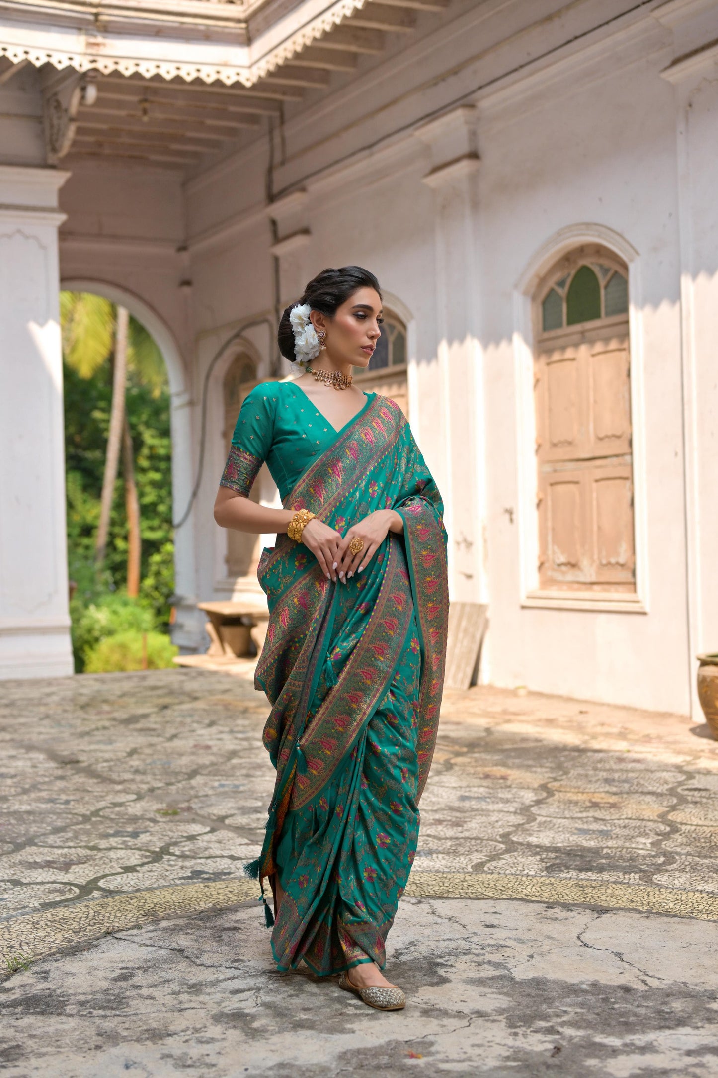 Taj - Andaaz – Rich Zari Silk in Emerald Glow