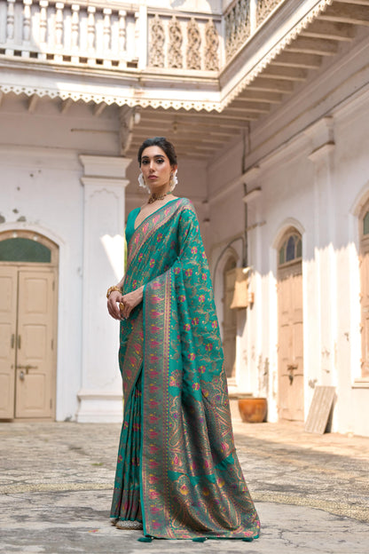 Taj - Andaaz – Rich Zari Silk in Emerald Glow