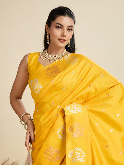 Noir- Soft Silk Saree with Copper Zari Motifs