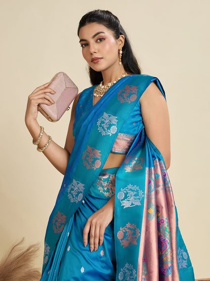Noir- Soft Silk Saree with Copper Zari Motifs