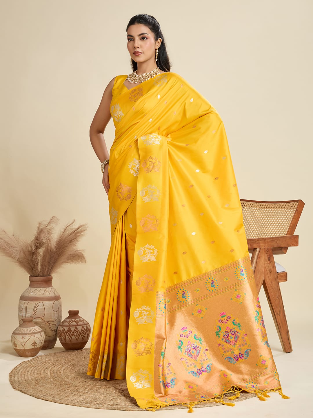 Noir- Soft Silk Saree with Copper Zari Motifs