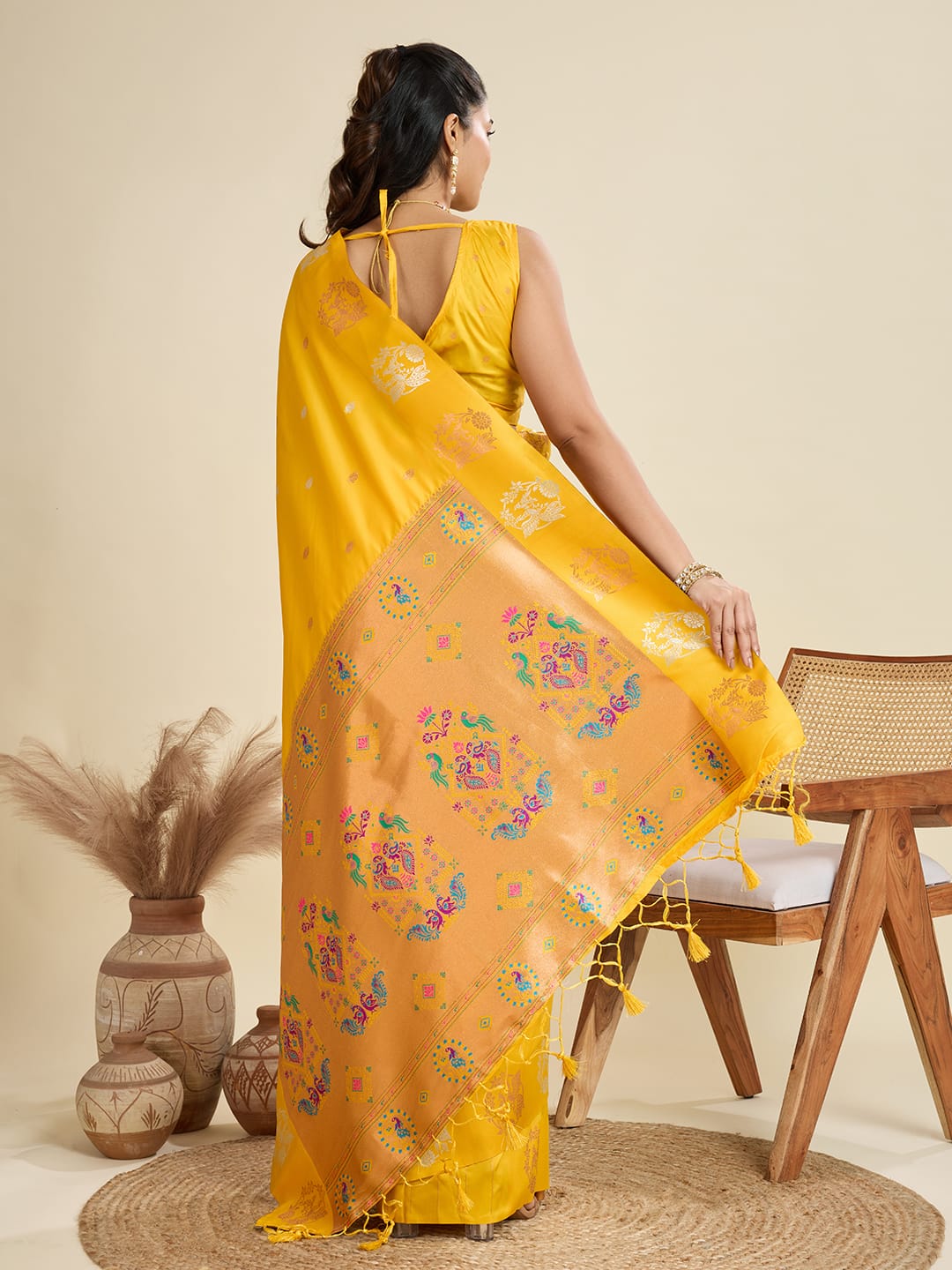 Noir- Soft Silk Saree with Copper Zari Motifs