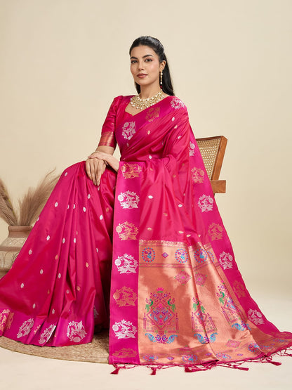 Noir- Soft Silk Saree with Copper Zari Motifs