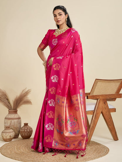 Noir- Soft Silk Saree with Copper Zari Motifs