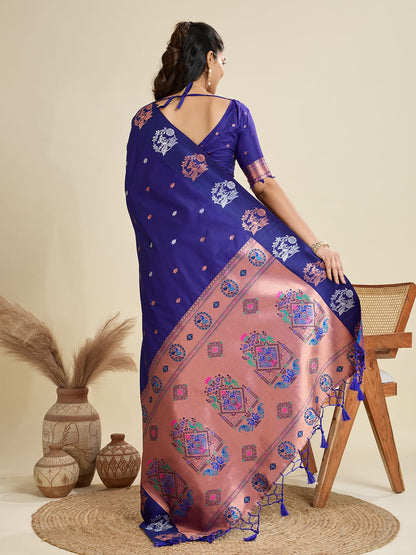 Noir- Soft Silk Saree with Copper Zari Motifs