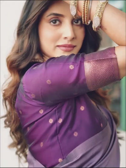 Elegant Purple Digital Printed Saree with Matching Blouse