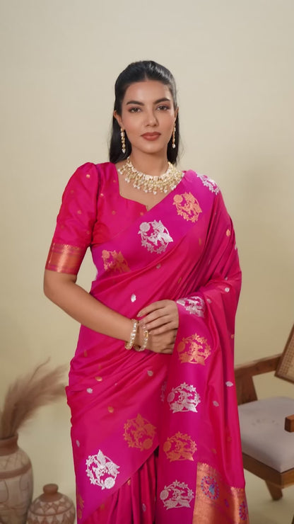 Noir- Soft Silk Saree with Copper Zari Motifs